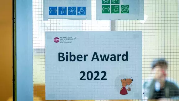 Biber Award 2022 Infoschild mit Logo