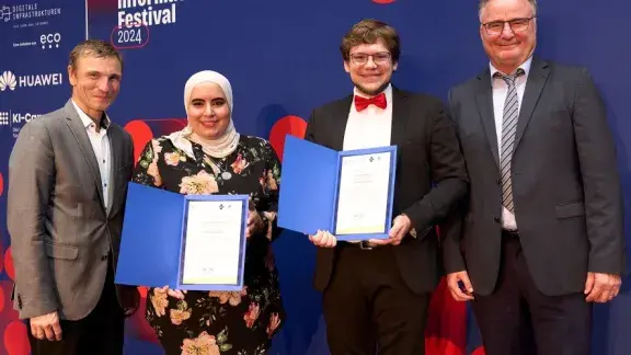 Ronald Bieber (OCG), Mennatallah El-Assady, Dominik Schreiber und Erhard Rahm (GI)