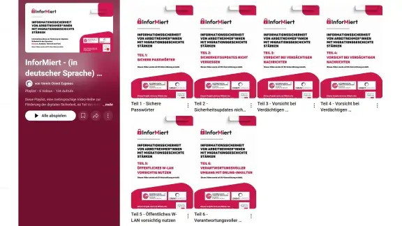Screenshot vom youtube Kanal mit den Info-Videos aus dem InforMiert Projekt
