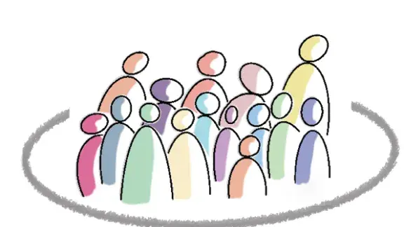 Diversität anhand einer Gruppe von unterschiedlichen Figuren