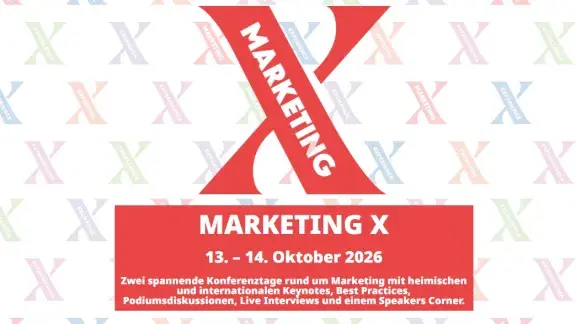 Marketing X Logo plus Text: 13.-14. Oktober Zwei spannende Konferenztage rund um Marketing mit heimischen und internationalen Keynotes, Best Practices, Podiumsdiskussionen, Live Interviews und einem Speakers Corner.
